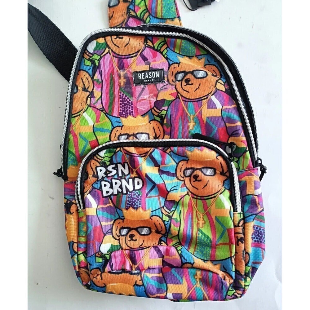 Reason Legend Bear King Print Crossbody Mini Backpack  New with Tags - Picture 2 of 6